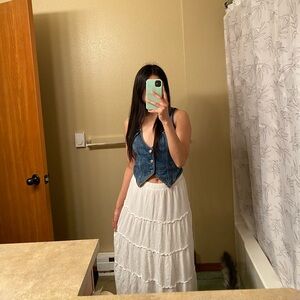 Hollister White Tiered A-Line Skirt